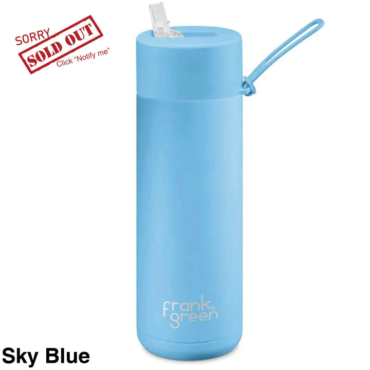 Frank Green 20Oz (595Ml) Stainless Steel Ceramic Reusable Straw Bottle Sky Blue