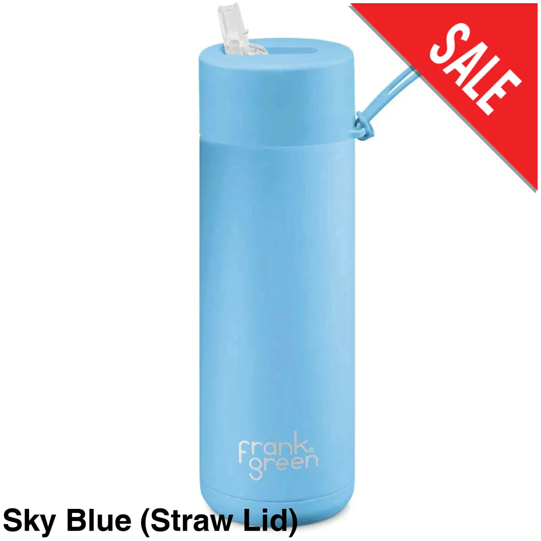 Frank Green 20Oz (595Ml) Stainless Steel Ceramic Reusable Straw Bottle Sky Blue