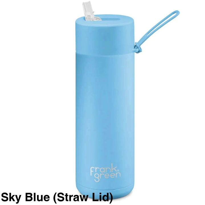 Frank Green 20Oz (595Ml) Stainless Steel Ceramic Reusable Straw Bottle Sky Blue