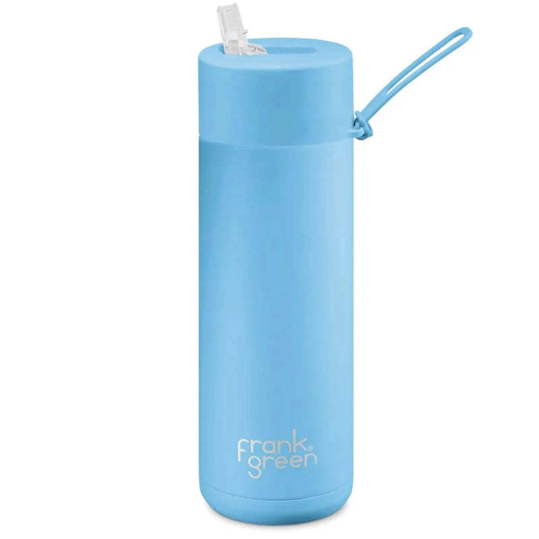 Frank Green 20Oz (595Ml) Stainless Steel Ceramic Reusable Straw Bottle Sky Blue