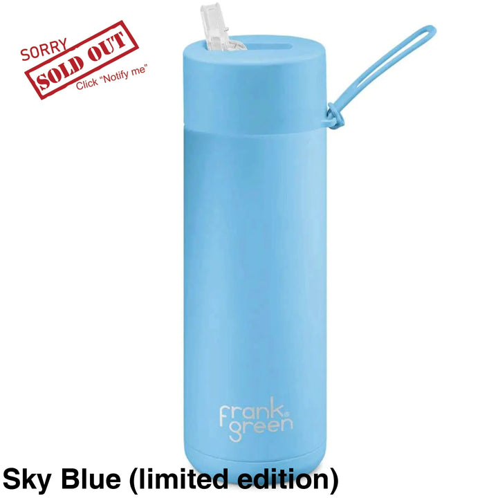Frank Green 20Oz (595Ml) Stainless Steel Ceramic Reusable Straw Bottle Sky Blue
