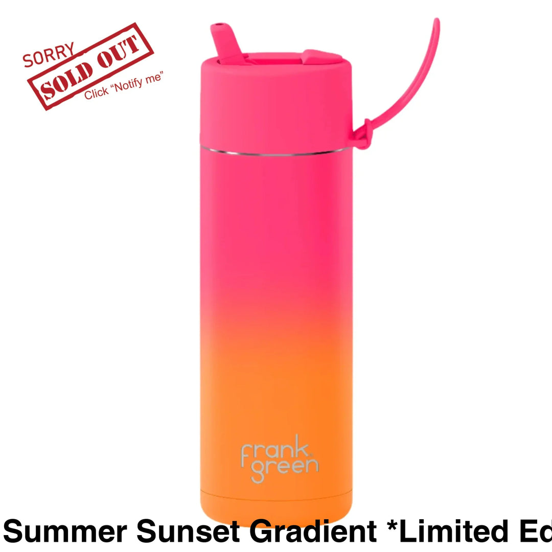 Frank Green 20Oz (595Ml) Stainless Steel Ceramic Reusable Straw Bottle Summer Sunset Gradient