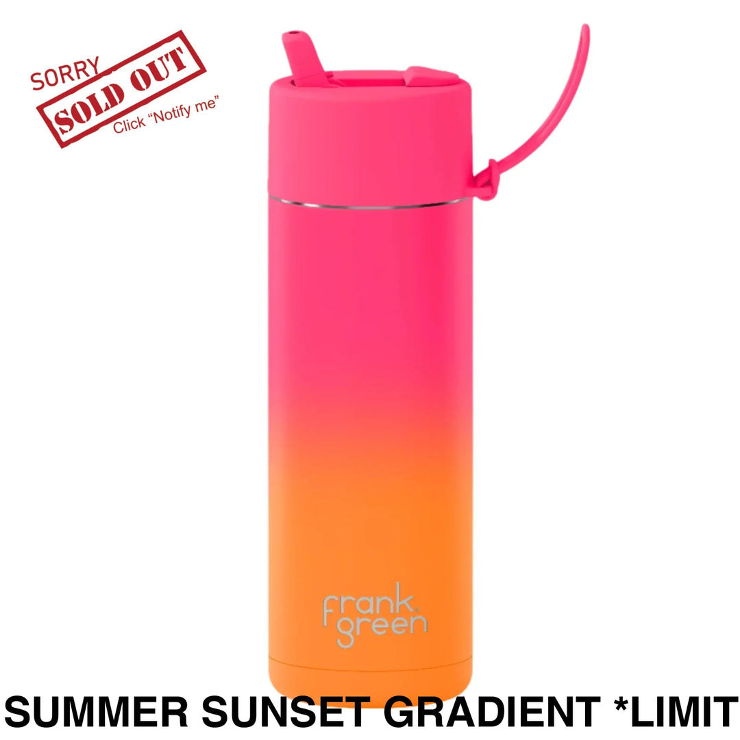 Frank Green 20Oz (595Ml) Stainless Steel Ceramic Reusable Straw Bottle Summer Sunset Gradient