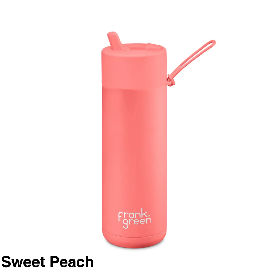 Frank Green 20Oz (595Ml) Stainless Steel Ceramic Reusable Straw Bottle Sweet Peach