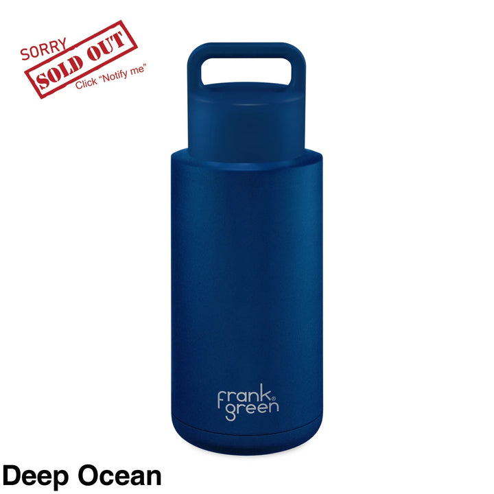 Frank Green 34Oz (1L) Reusable Ceramic Bottle Grip Lid (With Finish) Deep Ocean