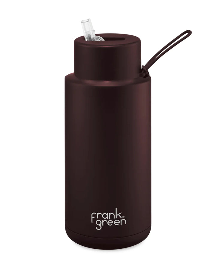 Frank Green 34Oz (1L) Stainless Steel Ceramic Reusable Straw Bottle Chocolate
