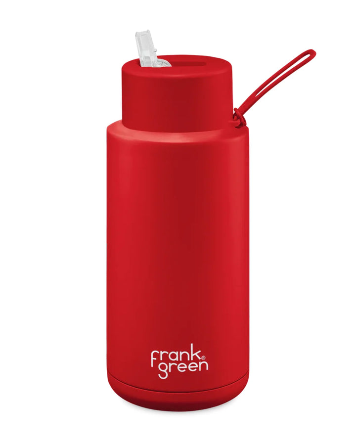 Frank Green 34Oz (1L) Stainless Steel Ceramic Reusable Straw Bottle Atomic Red