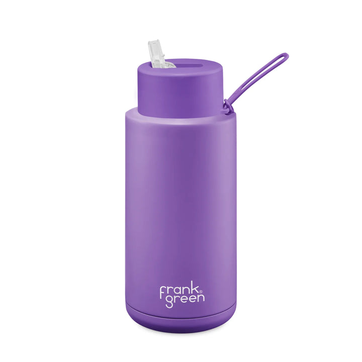 Frank Green 34Oz (1L) Stainless Steel Ceramic Reusable Straw Bottle Cosmic Purple (Limited Edition)