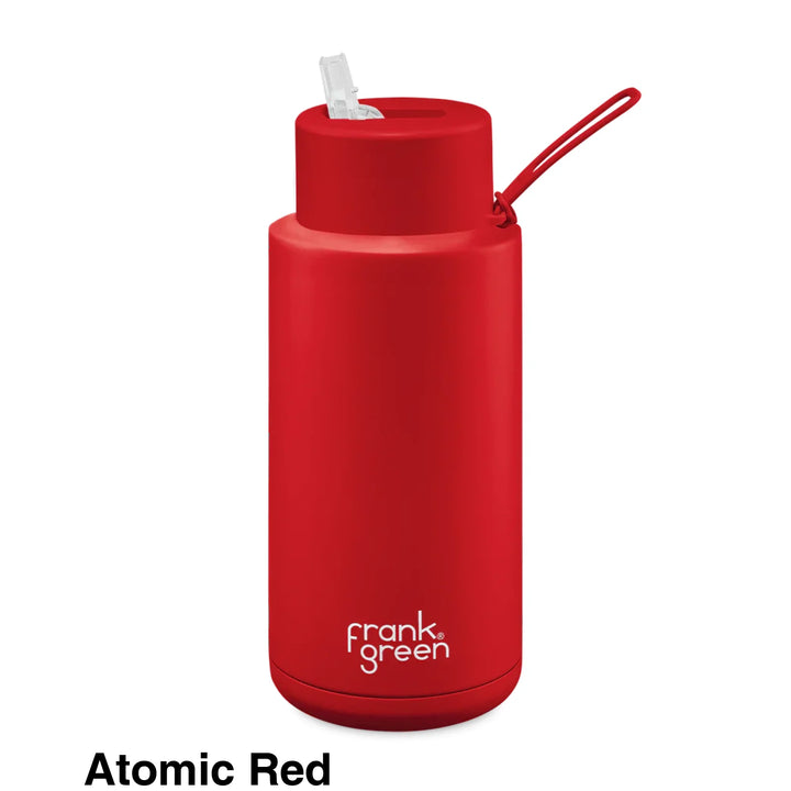 Frank Green 34Oz (1L) Stainless Steel Ceramic Reusable Straw Bottle Atomic Red