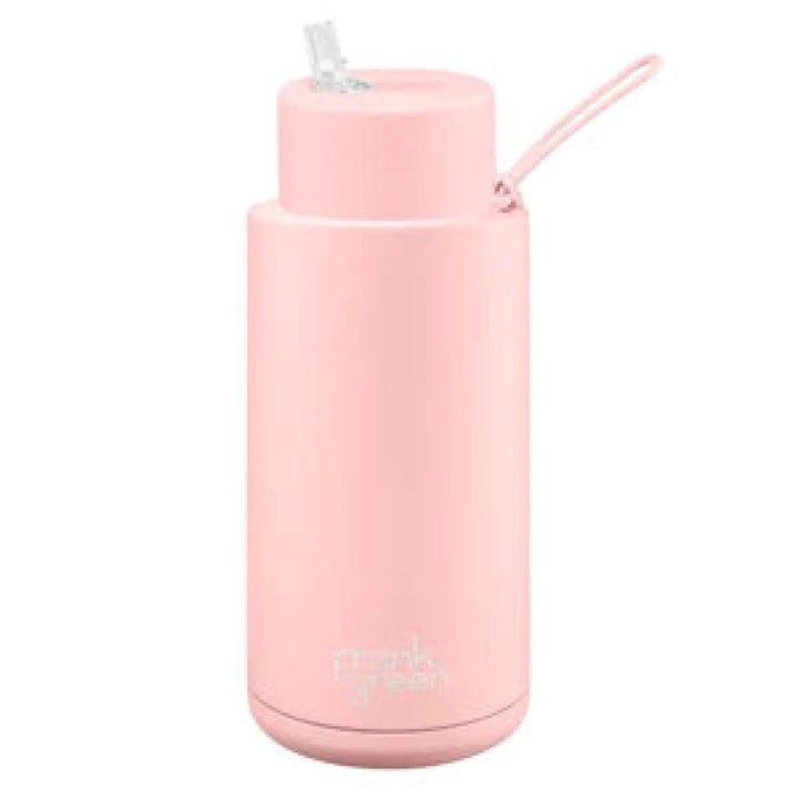 Frank Green 34Oz (1L) Stainless Steel Ceramic Reusable Straw Bottle Blushed