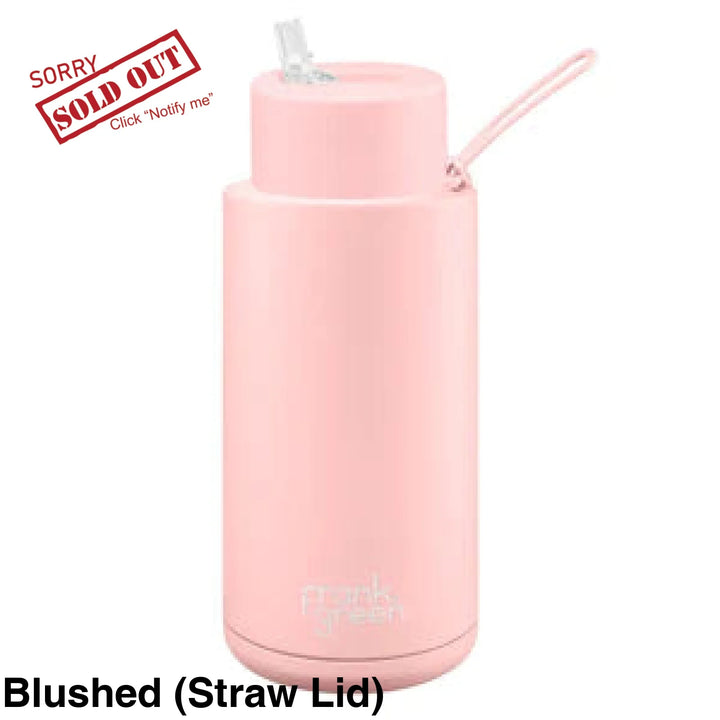 Frank Green 34Oz (1L) Stainless Steel Ceramic Reusable Straw Bottle Blushed