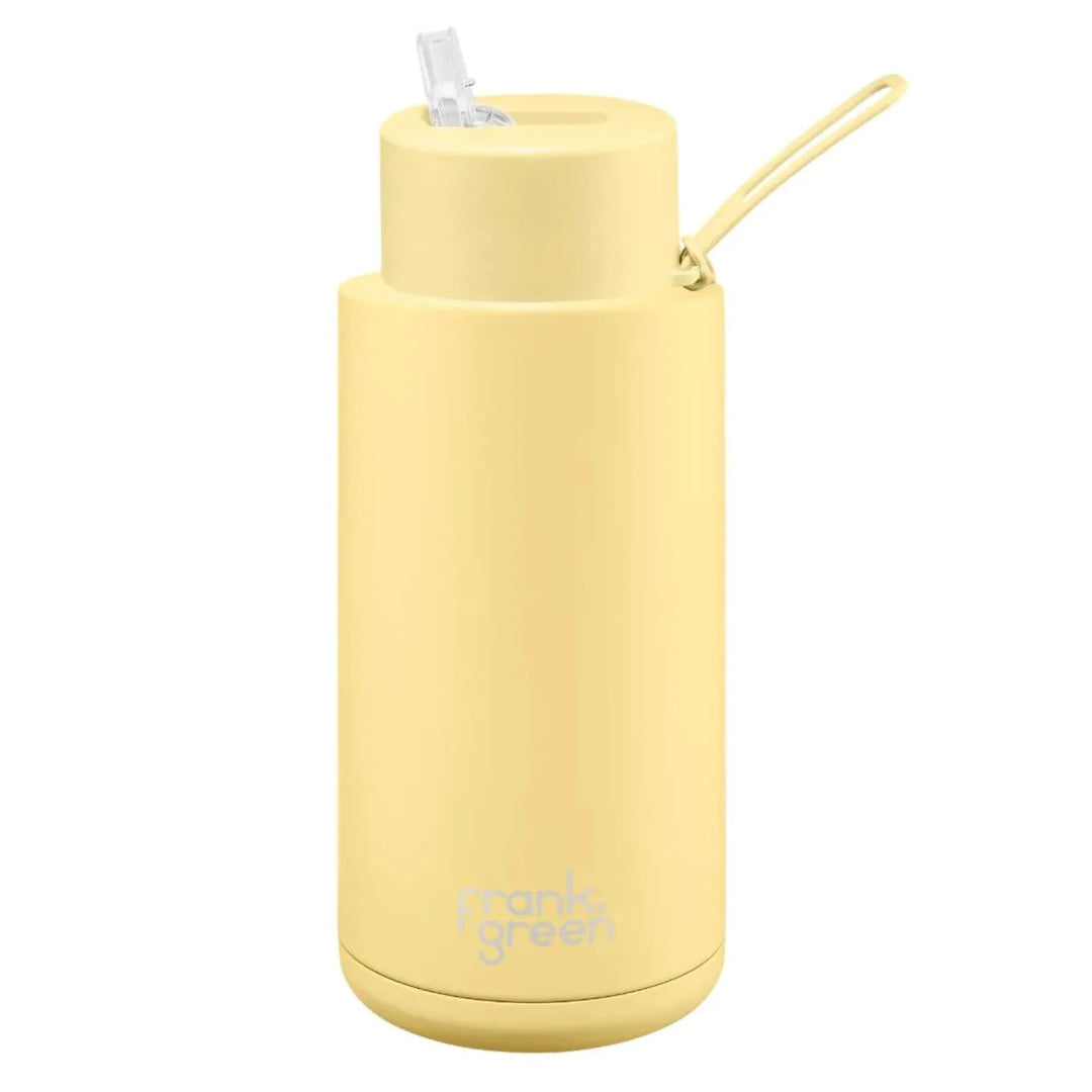 Frank Green 34Oz (1L) Stainless Steel Ceramic Reusable Straw Bottle Buttermilk