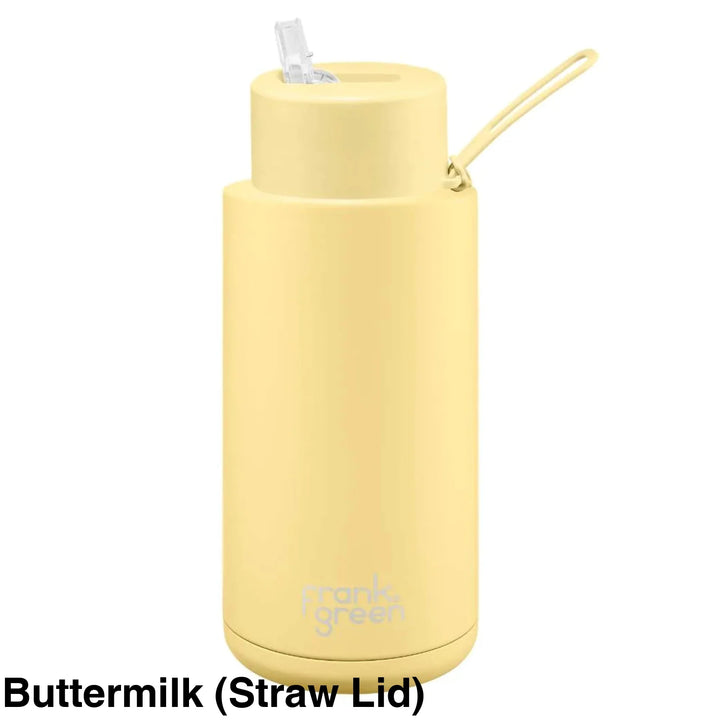 Frank Green 34Oz (1L) Stainless Steel Ceramic Reusable Straw Bottle Buttermilk