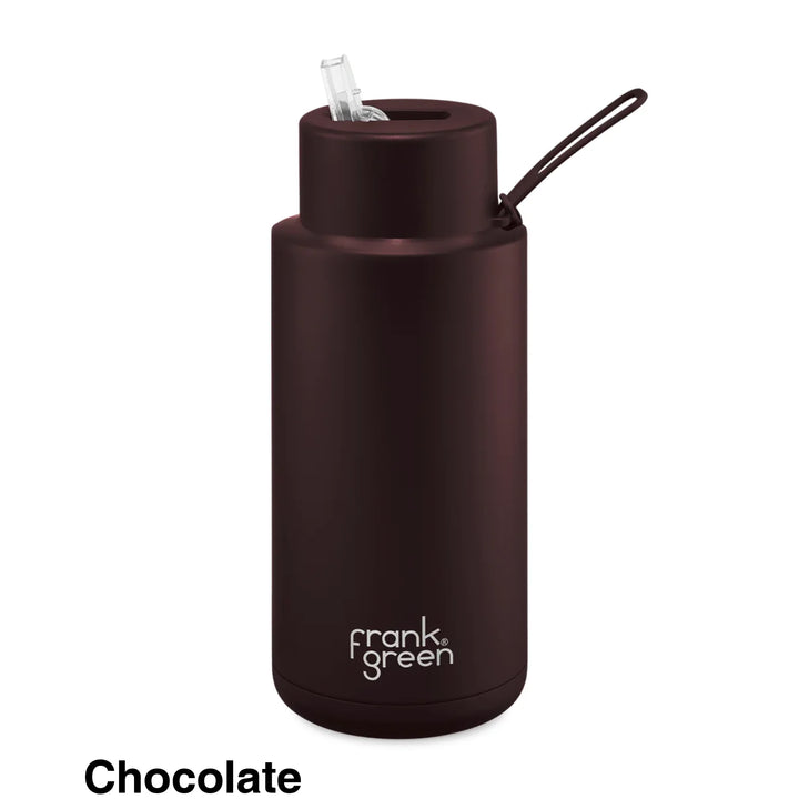 Frank Green 34Oz (1L) Stainless Steel Ceramic Reusable Straw Bottle Chocolate