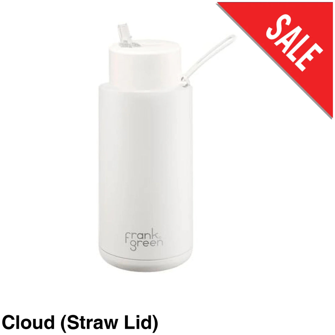 Frank Green 34Oz (1L) Stainless Steel Ceramic Reusable Straw Bottle Cloud