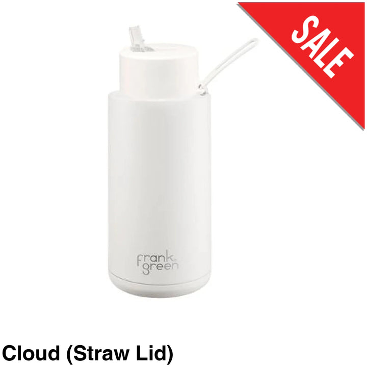 Frank Green 34Oz (1L) Stainless Steel Ceramic Reusable Straw Bottle Cloud