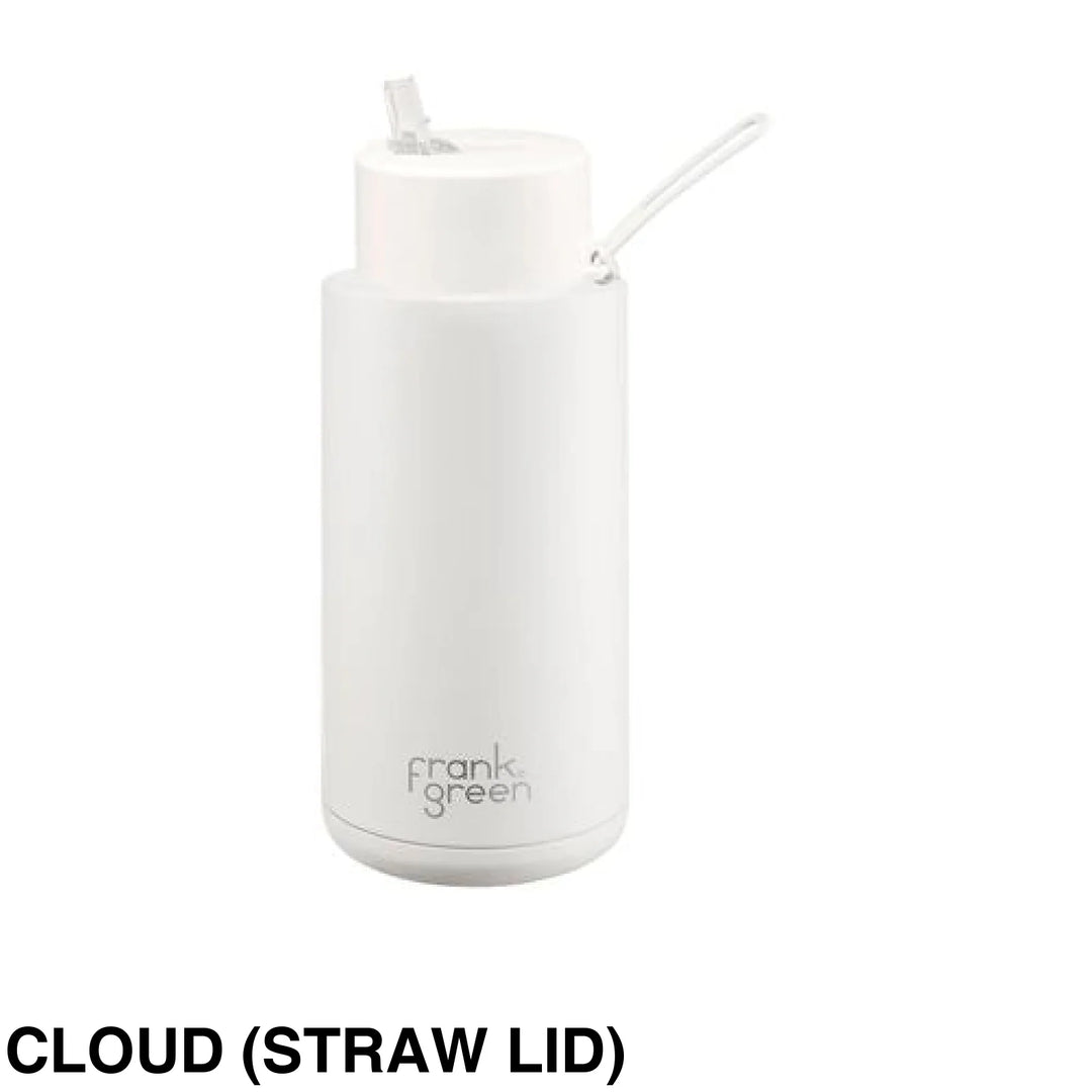 Frank Green 34Oz (1L) Stainless Steel Ceramic Reusable Straw Bottle Cloud