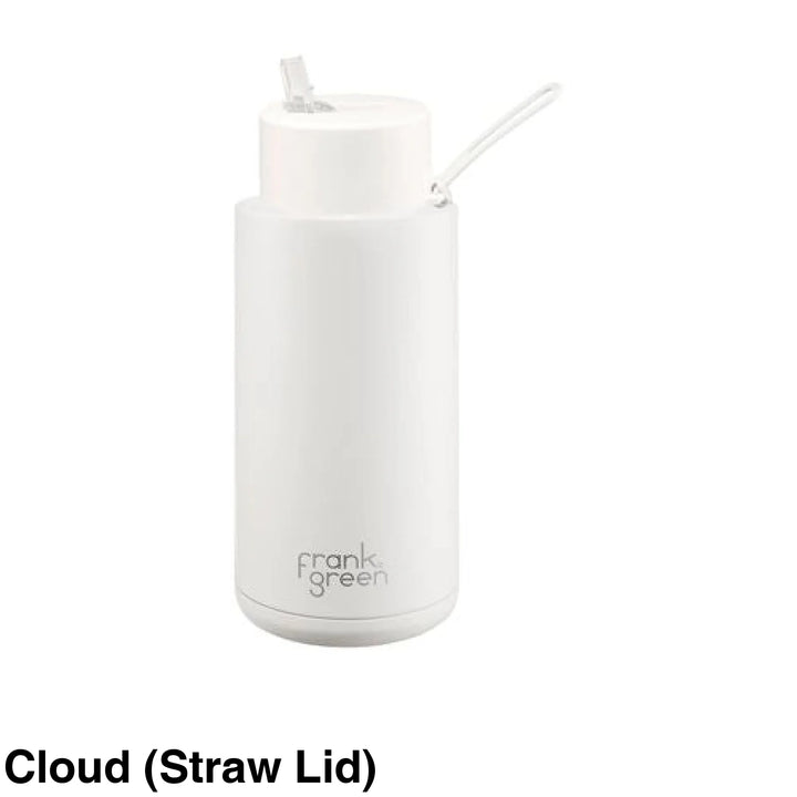 Frank Green 34Oz (1L) Stainless Steel Ceramic Reusable Straw Bottle Cloud