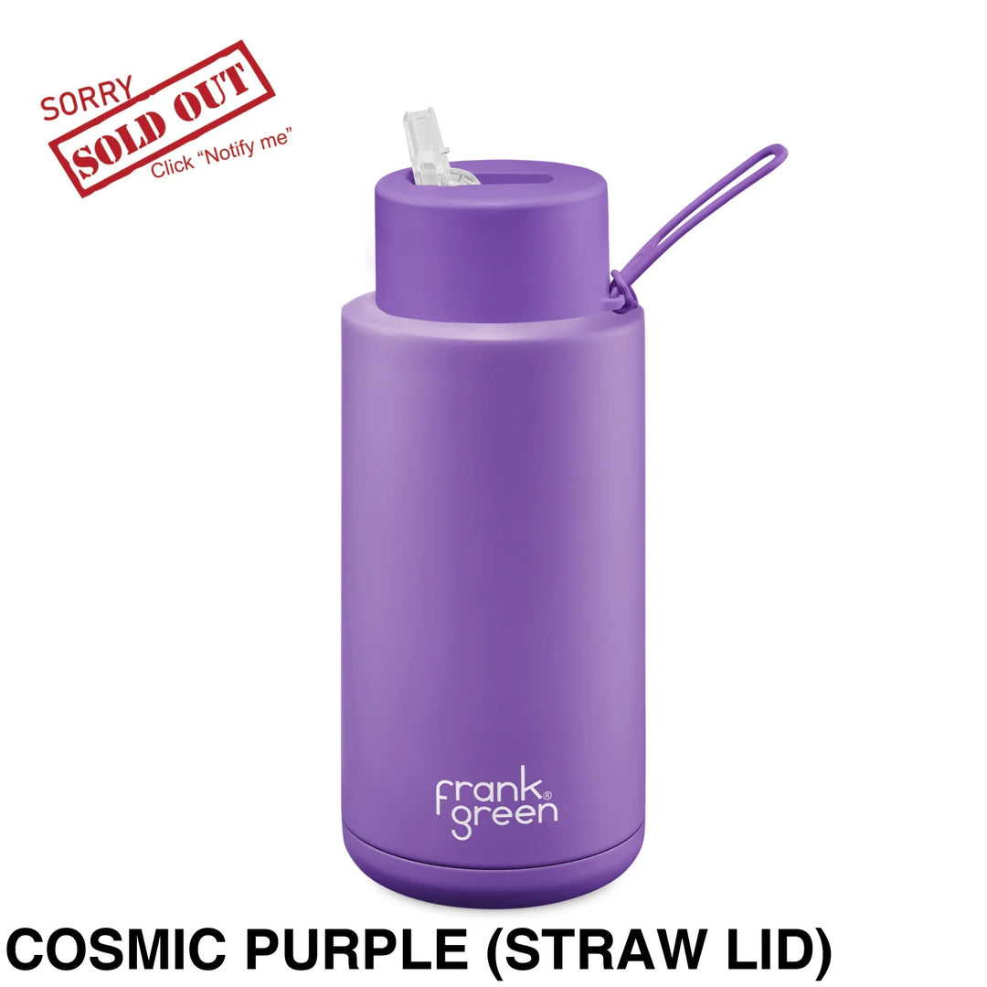 Frank Green 34Oz (1L) Stainless Steel Ceramic Reusable Straw Bottle Cosmic Purple (Limited Edition)