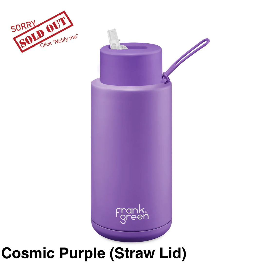 Frank Green 34Oz (1L) Stainless Steel Ceramic Reusable Straw Bottle Cosmic Purple (Limited Edition)