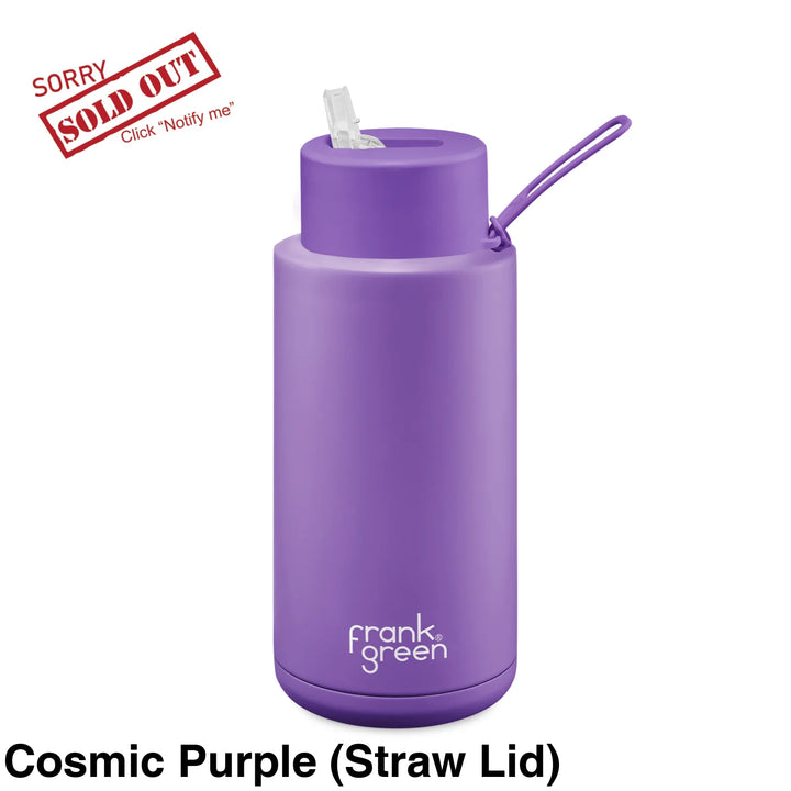 Frank Green 34Oz (1L) Stainless Steel Ceramic Reusable Straw Bottle Cosmic Purple (Limited Edition)