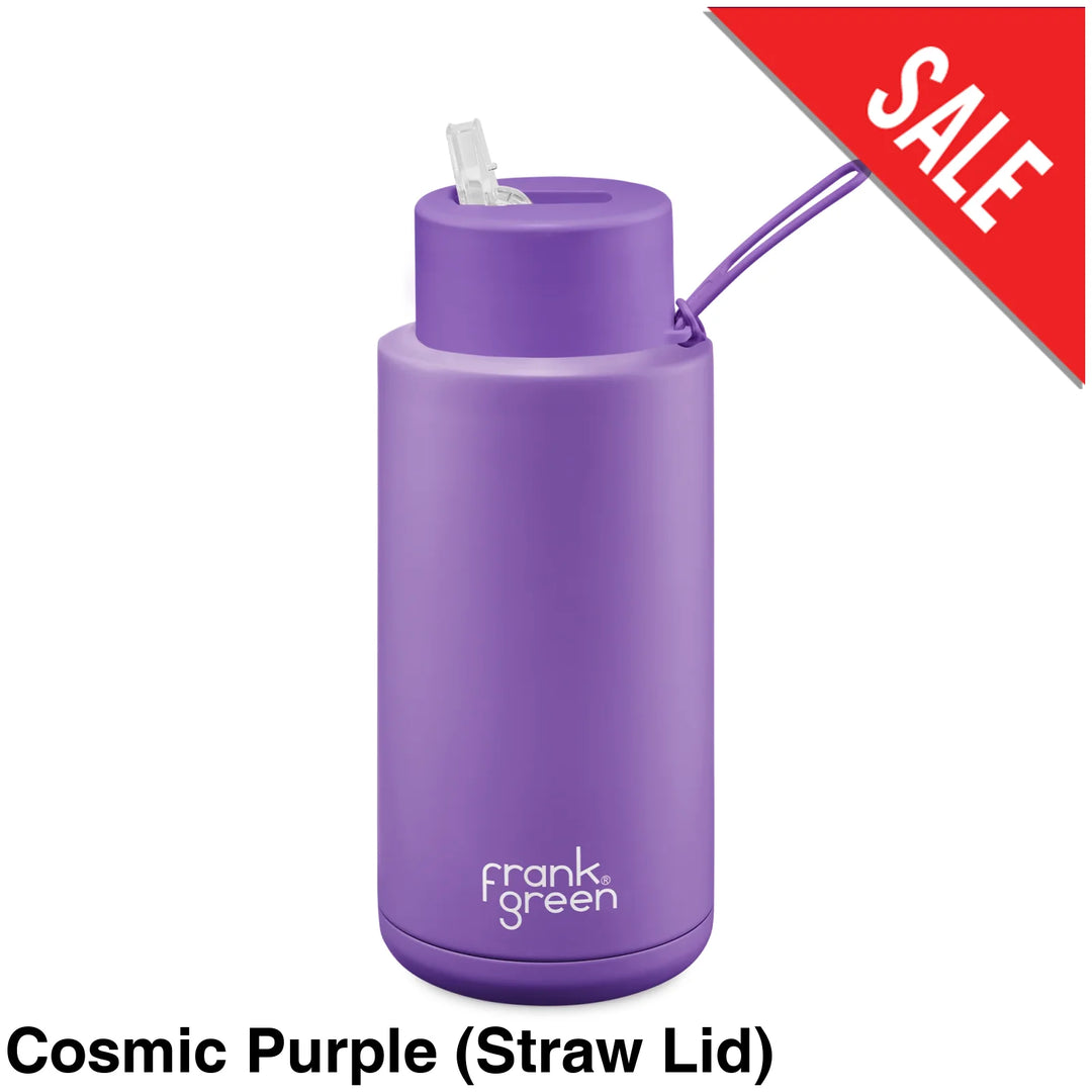 Frank Green 34Oz (1L) Stainless Steel Ceramic Reusable Straw Bottle Cosmic Purple (Limited Edition)