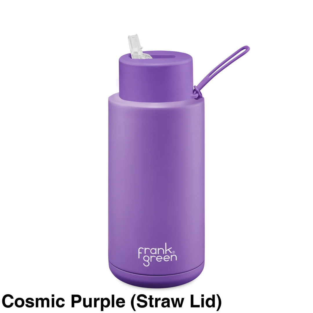 Frank Green 34Oz (1L) Stainless Steel Ceramic Reusable Straw Bottle Cosmic Purple (Limited Edition)