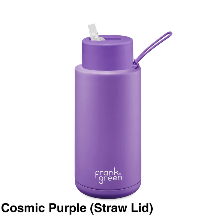 Frank Green 34Oz (1L) Stainless Steel Ceramic Reusable Straw Bottle Cosmic Purple (Limited Edition)