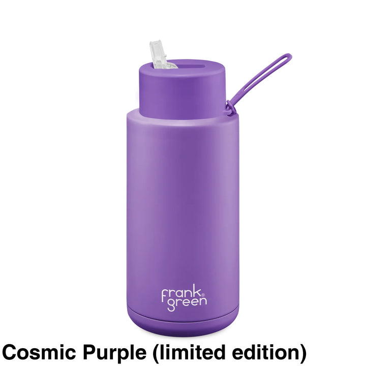 Frank Green 34Oz (1L) Stainless Steel Ceramic Reusable Straw Bottle Cosmic Purple (Limited Edition)