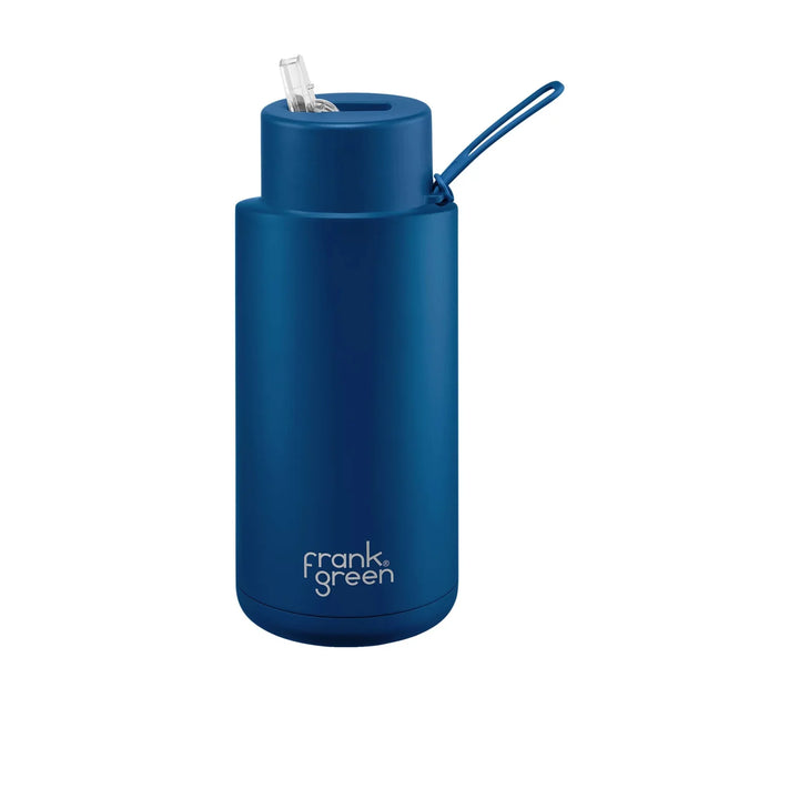 Frank Green 34Oz (1L) Stainless Steel Ceramic Reusable Straw Bottle Deep Ocean