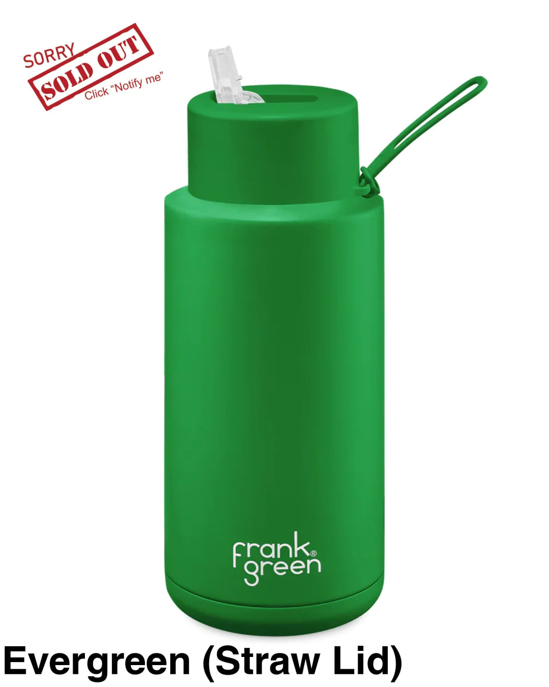 Frank Green 34Oz (1L) Stainless Steel Ceramic Reusable Straw Bottle Evergreen