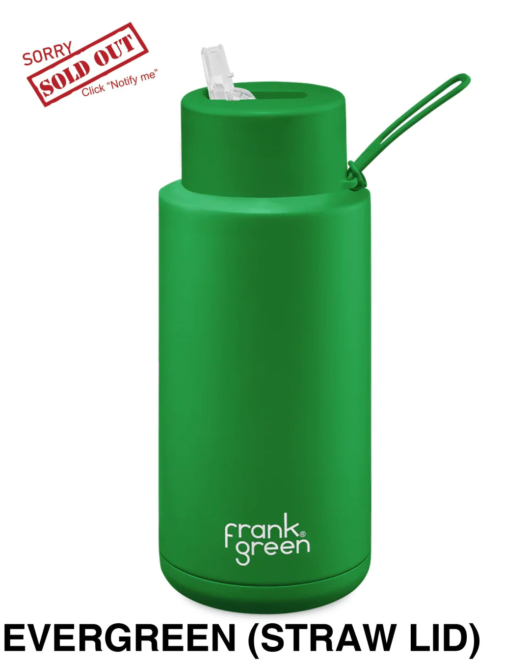 Frank Green 34Oz (1L) Stainless Steel Ceramic Reusable Straw Bottle Evergreen