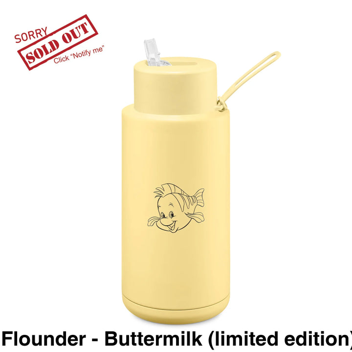 Frank Green 34Oz (1L) Stainless Steel Ceramic Reusable Straw Bottle Flounder - Buttermilk (Limited