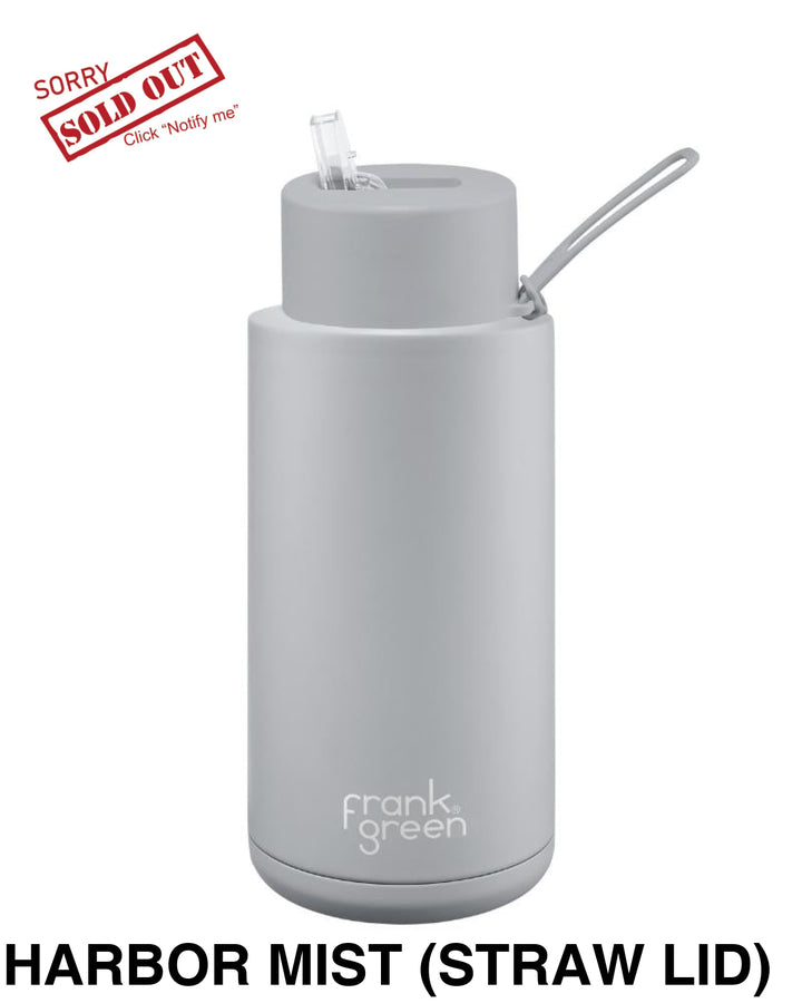 Frank Green 34Oz (1L) Stainless Steel Ceramic Reusable Straw Bottle Harbor Mist