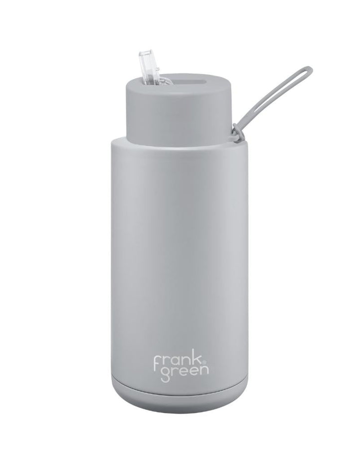 Frank Green 34Oz (1L) Stainless Steel Ceramic Reusable Straw Bottle Harbor Mist