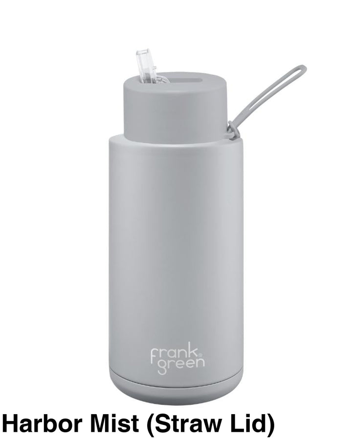 Frank Green 34Oz (1L) Stainless Steel Ceramic Reusable Straw Bottle Harbor Mist