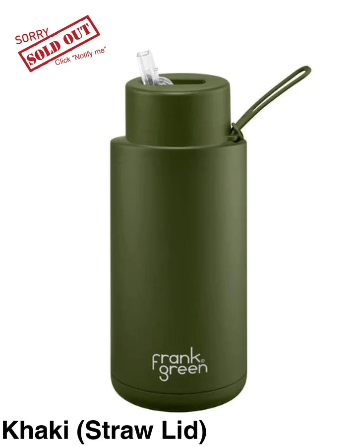 Frank Green 34Oz (1L) Stainless Steel Ceramic Reusable Straw Bottle