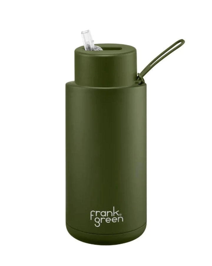 Frank Green 34Oz (1L) Stainless Steel Ceramic Reusable Straw Bottle