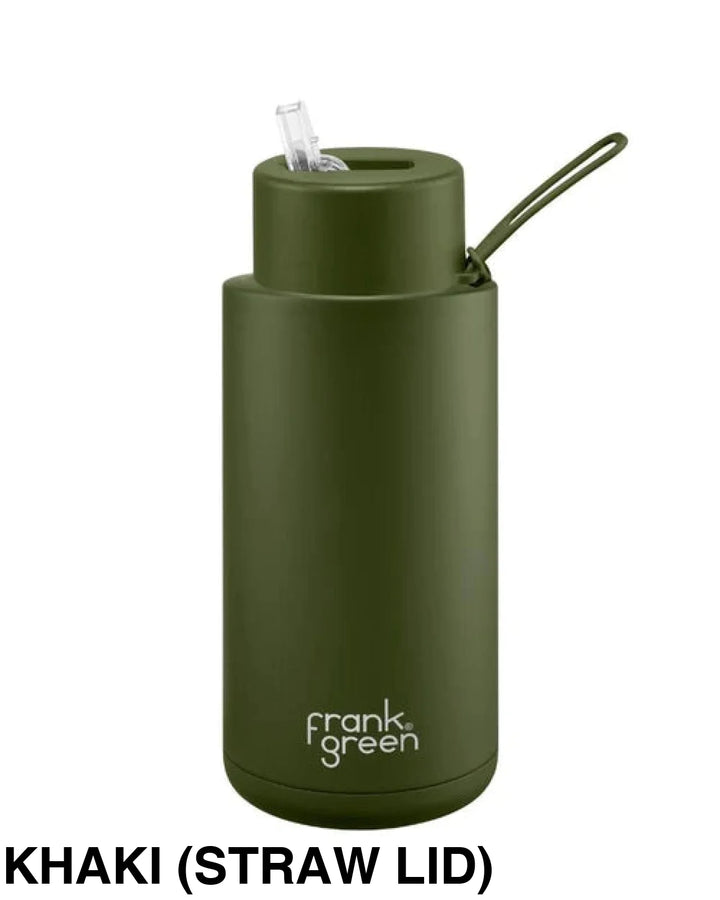 Frank Green 34Oz (1L) Stainless Steel Ceramic Reusable Straw Bottle