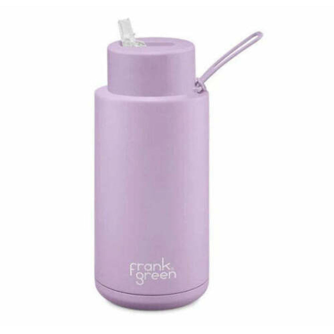 Frank Green 34Oz (1L) Stainless Steel Ceramic Reusable Straw Bottle Lilac Haze