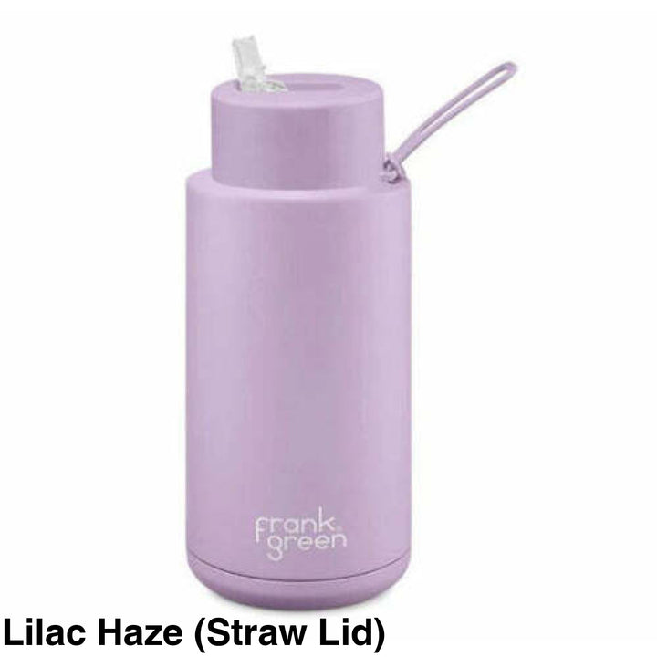 Frank Green 34Oz (1L) Stainless Steel Ceramic Reusable Straw Bottle Lilac Haze