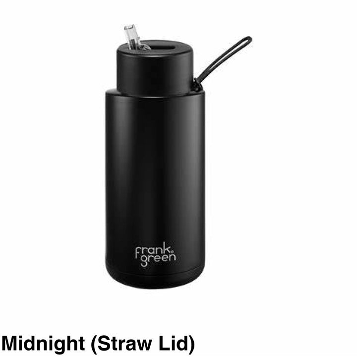 Frank Green 34Oz (1L) Stainless Steel Ceramic Reusable Straw Bottle Midnight