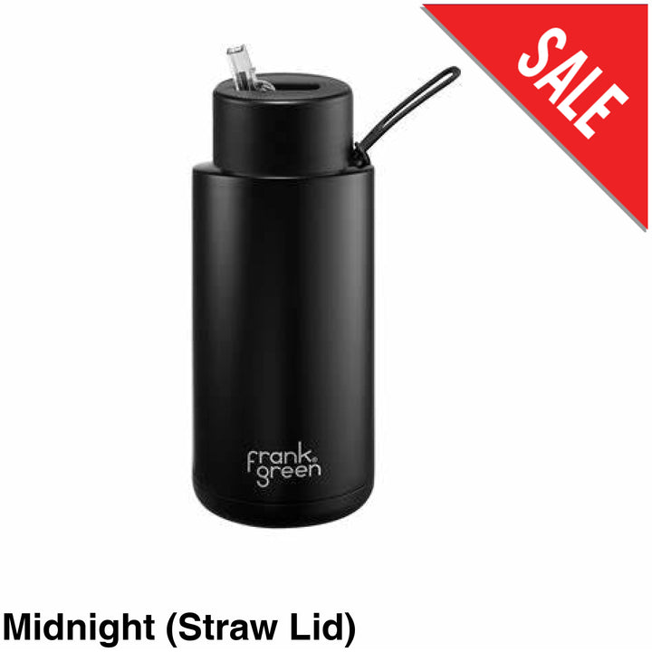 Frank Green 34Oz (1L) Stainless Steel Ceramic Reusable Straw Bottle Midnight