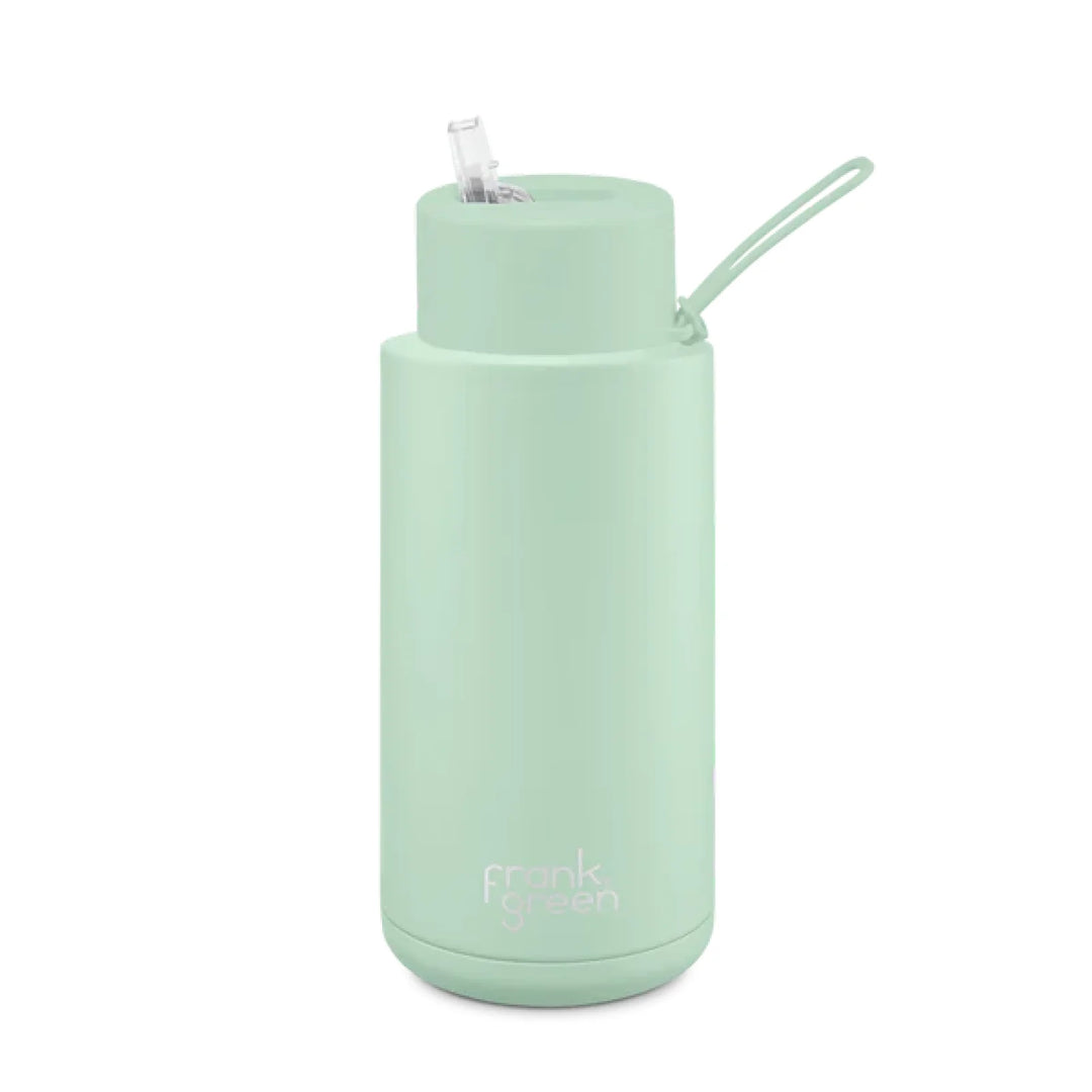 Frank Green 34Oz (1L) Stainless Steel Ceramic Reusable Straw Bottle Mint Gelato