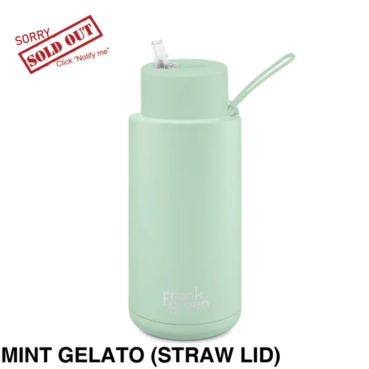 Frank Green 34Oz (1L) Stainless Steel Ceramic Reusable Straw Bottle Mint Gelato