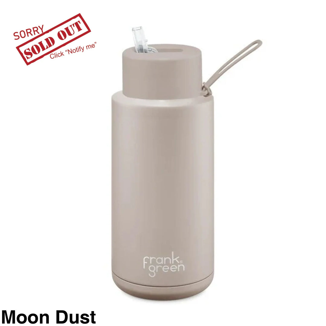 Frank Green 34Oz (1L) Stainless Steel Ceramic Reusable Straw Bottle Moon Dust