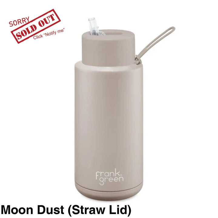 Frank Green 34Oz (1L) Stainless Steel Ceramic Reusable Straw Bottle Moon Dust