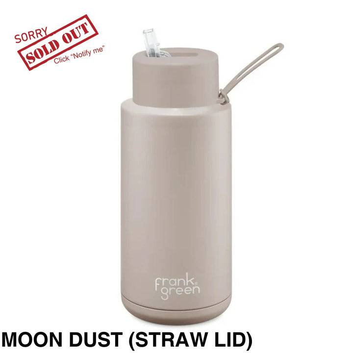 Frank Green 34Oz (1L) Stainless Steel Ceramic Reusable Straw Bottle Moon Dust