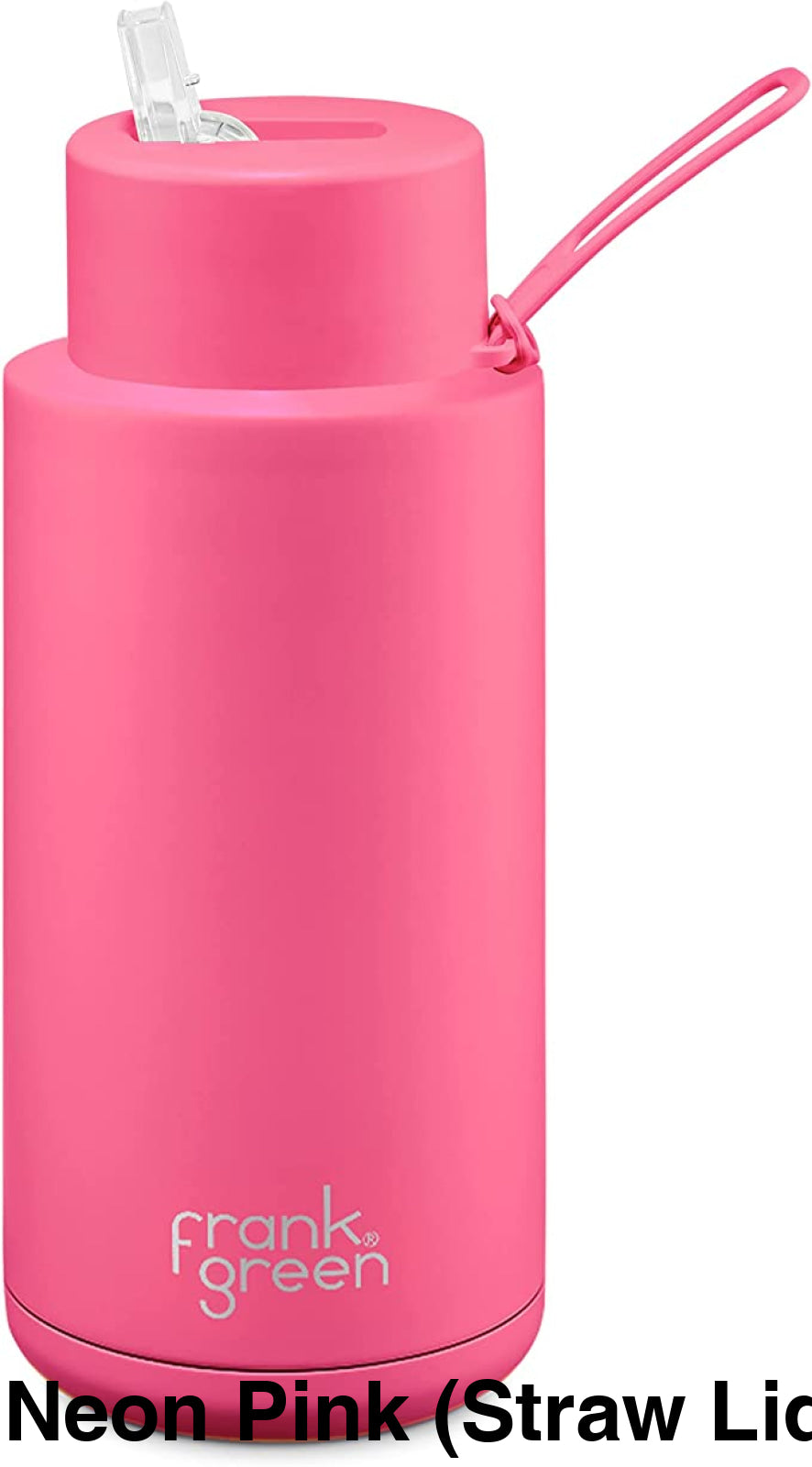 Frank Green 34Oz (1L) Stainless Steel Ceramic Reusable Straw Bottle Neon Pink