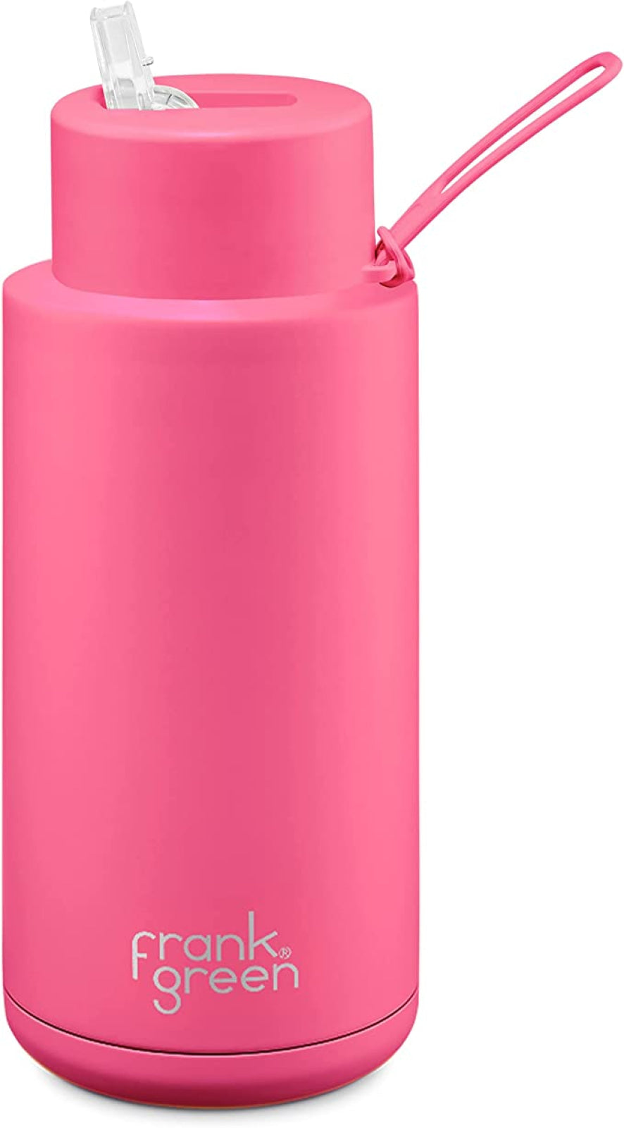 Frank Green 34Oz (1L) Stainless Steel Ceramic Reusable Straw Bottle Neon Pink